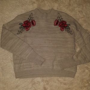 Floral embroidered sweater